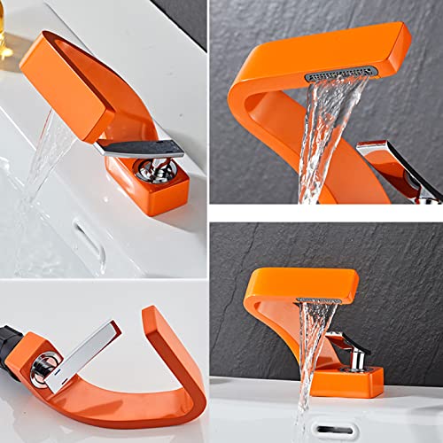 Grifo de lavabo cascada monomando latón QYYZTQY sin salpicaduras 3