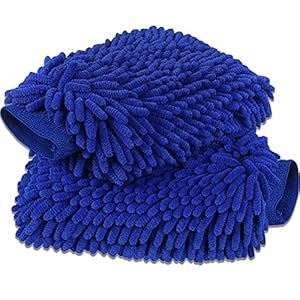 anngrowy Car Wash Mitt 2 Pack – Large Size Microfiber Wash Mitt for Car Cleaning Mitts Tools Premium Chenille Scratch-Free Car Washing Gloves Car Wash Kit Accessories Rag Sponge Winter Waterproof