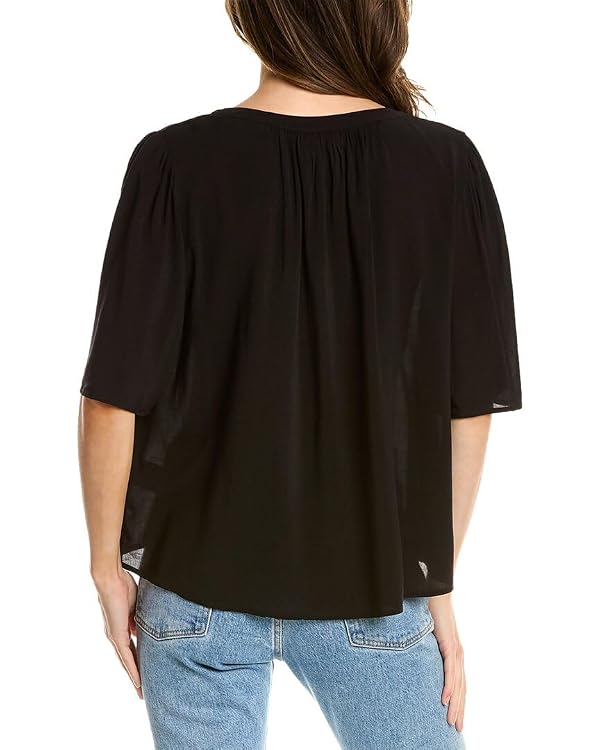 Velvet by Graham and Spencer Women's Avary V Neck Draped Blouse, Black, S by Velvet by Graham & Spencer - Used condition - Image 2