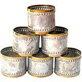 YuanKanJu India Store US Metal Napkin Rings Set of 6 - Gold Rim Galvanized Napkin Rings - Rustic Sty