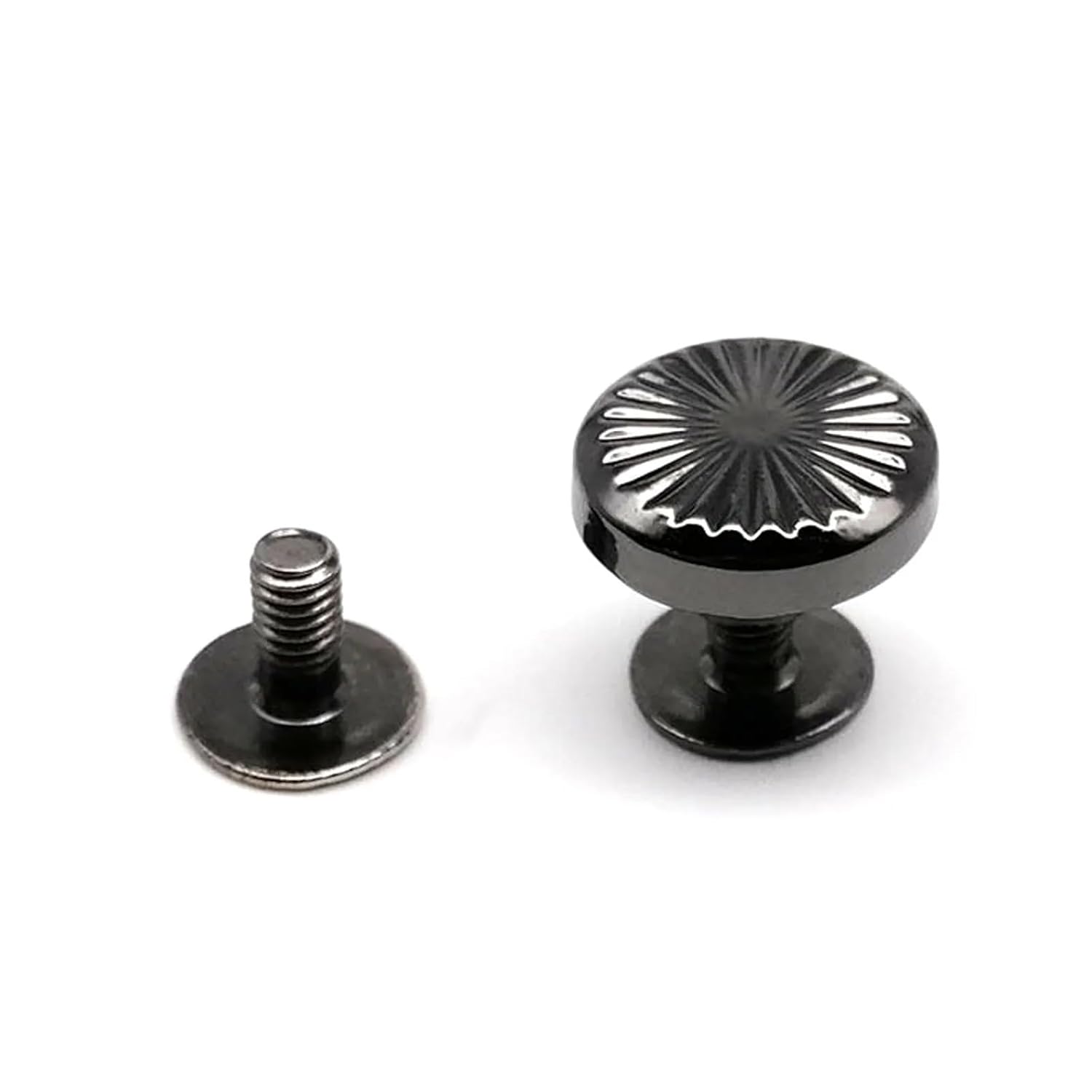 Chicago Screws 100pcs Round Head Screwback Chicago Screw Back Binding Rivet Stud for Leather Shoulder Bag Knapsack Belt Strap for Secure Fastening(Bright Black)