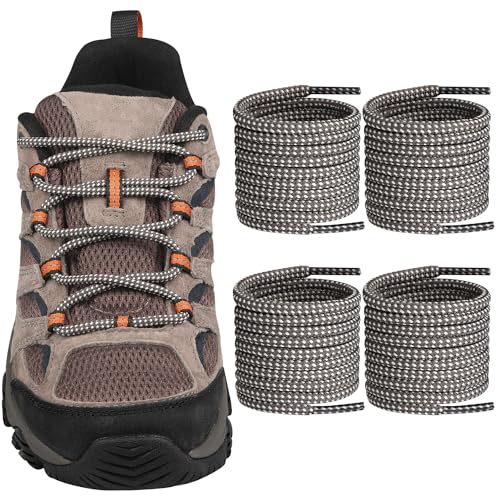 Endoto 2 Pairs Shoelaces for Merrell Moab Boots Replacement Round Shoe Laces Hiking Running Shoes Strings(Color:Taupe&KhakiCombo,Size:56Inch)
