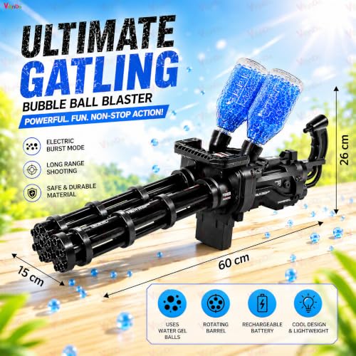 Image of VikriDA NEW Gatling Large Electric Automatic Gel Blaster Gun with Double Barrel,Gatling Gel Bomb Gun Toy,Outdoor Shooting Game Toy Gun
