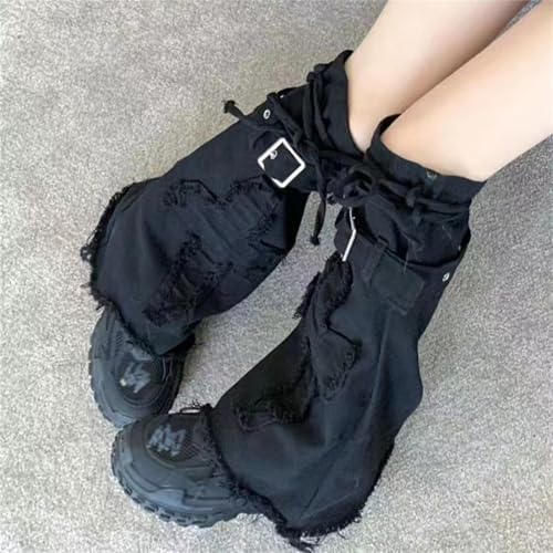 Image of HeiBai Xiong Punk Leg Warmers Women Hippie Gothic Y2k Harajuku Goth