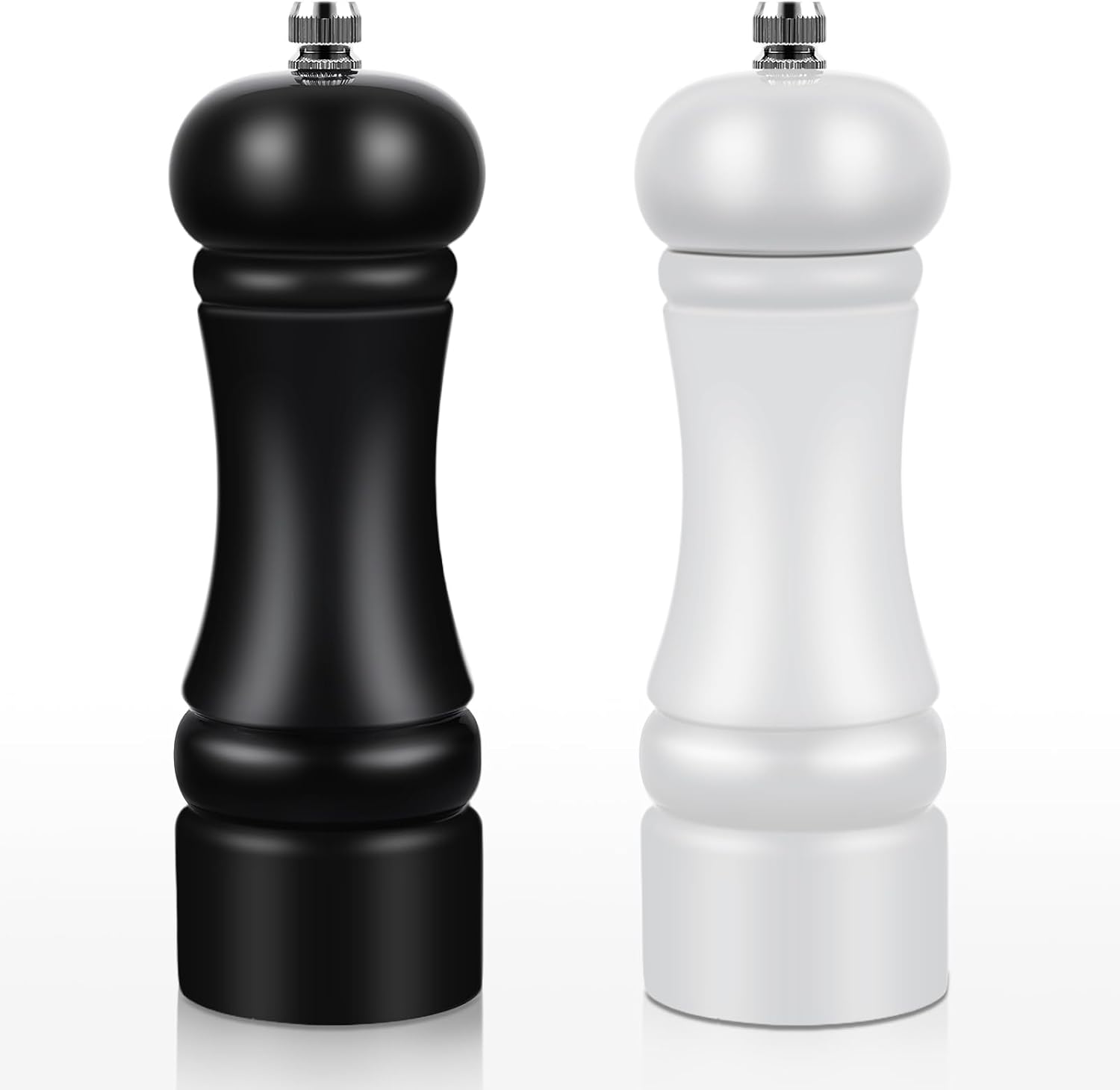 2Pack Wood 6.5 Inches Salt and Pepper Grinder Set and Adjustable Manual Salt and Pepper Mills, with Ceramic Grinding Mechanism, Housewarming Gifts, Cooking Gifts for Men & Women(Black & White)