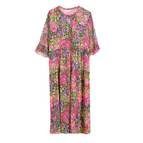 Robe midi moulante fleurie XXL sublimant les courbes sans serrer