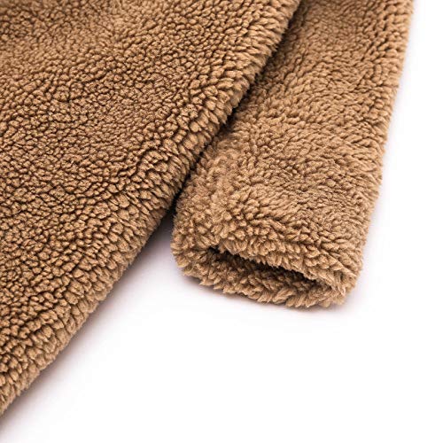 RNTOP Toddler Baby Girls Faux Furry Teddy Long Coat Kids Winter Warm Fleece Jacket Outwear Thicken (Khaki, 2-3 Years)