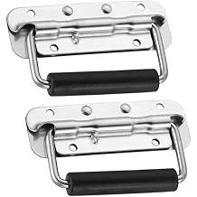 MIYAKO Heavy Duty Spring Loaded Handles - Chromed Holders with Rubber Grip | Surface Mount Speaker Cabinet, Tool Box | Chrome Finish | Highly Strengthened Materials | Set of 2 1 Pair