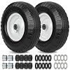 GICOOL 4.10/3.50-6 Flat Free Tire and Wheel, with 3-3.5''-4.0''-4.5'' Centered Hub, and 3/4 & 5/8 Bearings, Replacement for Wheelbarrow, Hand Truck/All Purpose Utility Tire on Wheel, (2 Pack)