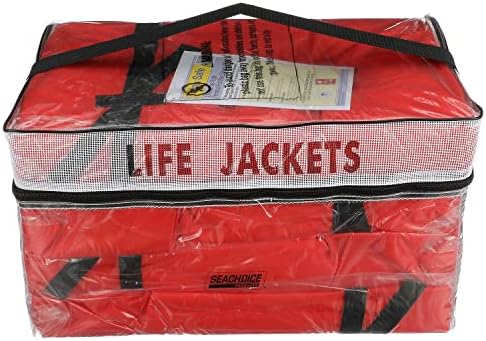 Seachoice Life Vest, Type II Personal Flotation Device, Orange, Adult, 4-Pack w/ Bag