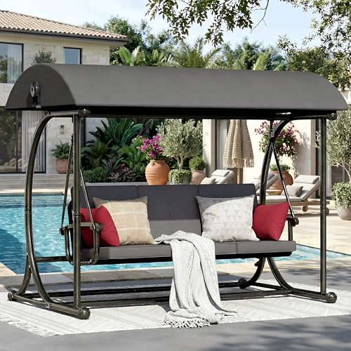 Outdoor Patio Swing with Canopy and Stand