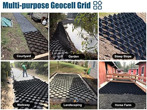Thick Gravel Grass Grid Paver Mat - 5cm High Geo Grid Ground Grid for Greenhouse & Pathways, Durable Tensile Strength for Landscaping (3 * 7m)