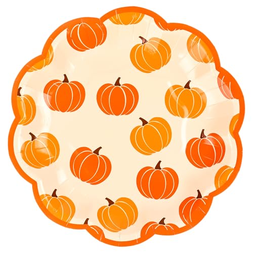 24Pcs Pumpkin Dessert Paper Plates Fall Pumpkins Scallop Disposable Party Plates 7