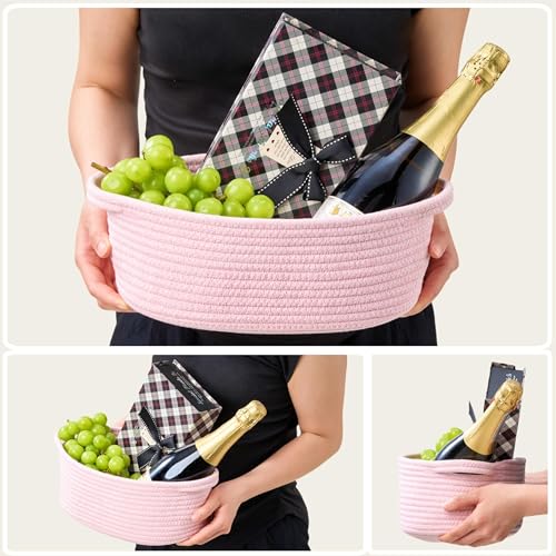 Image of Gift Basket Empty, Small Baby Shower Basket for Gifts, Pink