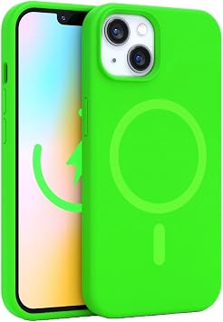 FELONY CASE for iPhone 13/14 - MagSafe Compatible, Silicone Vibrant Neon Color with Anti-Scratch Microfiber Lining, Non-Slip Grip & 360 Shockproof Protective Case Green