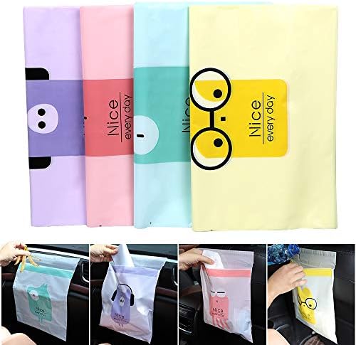 60PCS Easy Stick-On Disposable Car Trash Bag, Leakproof Vomit Bag...