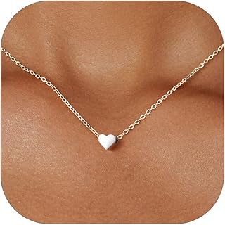 Personalized 925 Sterling Silver Dainty Small Heart/Star/Moon/Dot/Triangle Pendant Necklace for Women, Silver/Gold/Rose Gold/Black (with Gift Box)