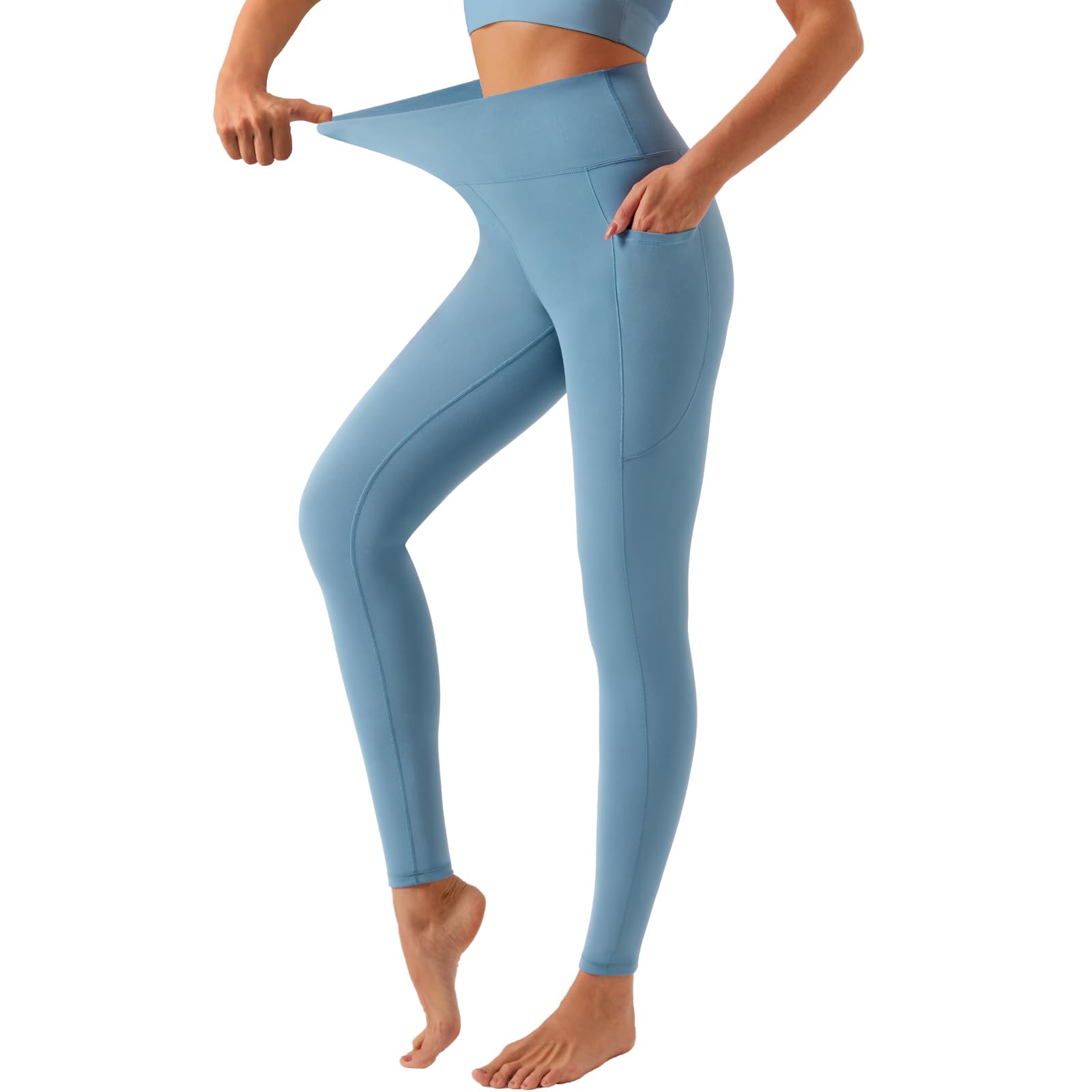 DOTDOG High Waisted Yoga Leggings for Women Tummy Control Legging with 3 Pockets Buttery Soft Compression Workout Yoga Pants