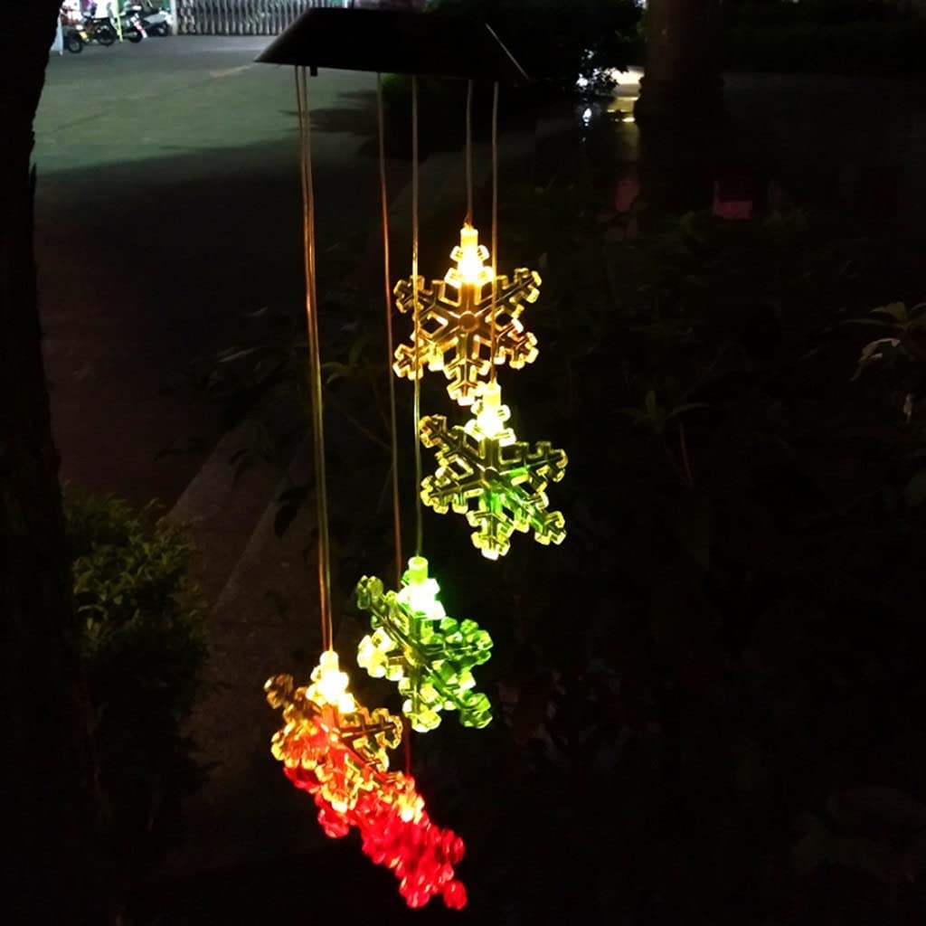 Wiszące Dzwonki Wiatrowe Solar Snowflake Wind Chimes LED Outdoor Windchimes Wodoodporne, Zmieniające Kolor Dekoracje Dzwonek Wietrzny Feng Shui(A Pair)