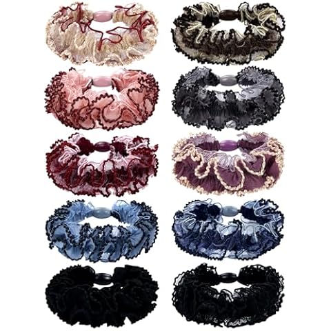 Yoosit 10-Colour Lace Scrunchies for Hair Cover