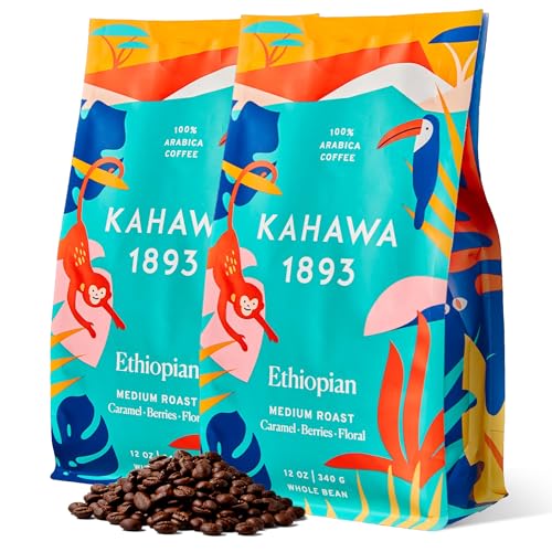 Kahawa 1893 Whole Bean Coffee Medium Light Roast Ethiopian Blend 24 Oz