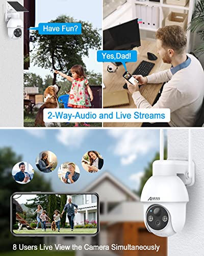 Anran 2K Security Camera Wireless Outdoor With 360° View, Solar Outdoor Camera With Smart Siren, Spotlights, 2K Color Night Vision, Ai Human Detection, 2-Way Talk, Compatible With Alexa, Q3 White #TOP4