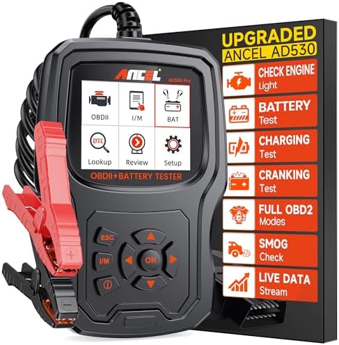 ANCEL AD530 PRO OBD2 Scanner and Battery Tester for Mechanics & Drivers