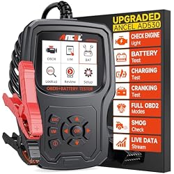 ANCEL AD530 PRO 2-in-1 OBD2 Scanner and 12V Battery Tester | Check Engine Light,Car Battery/Cranking/Charging System Test, Live Data Diagnostics Tool for 1996+ Cars & Motorcycles
