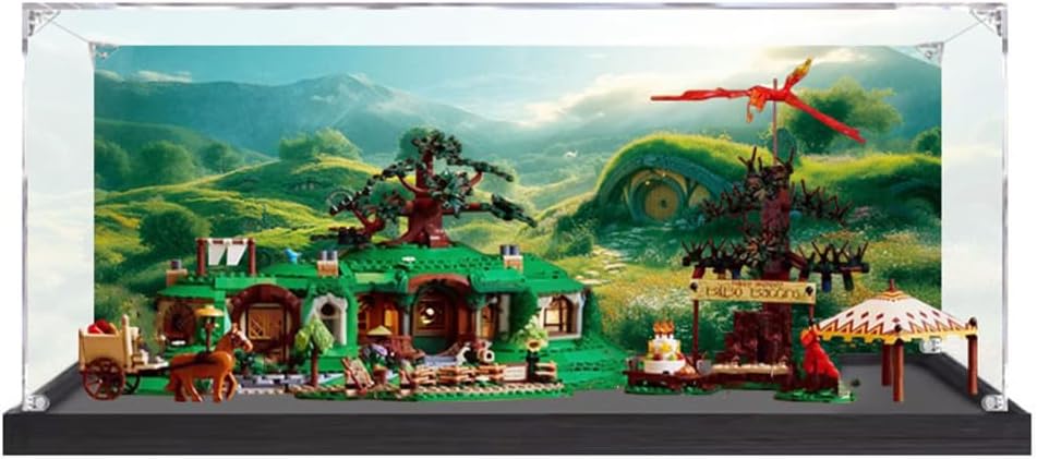 Acrylic Display case Designed for Lego Shire 10354 Building Block Model, Transparent dust Cover, 3mm Thick Acrylic Plate, 20mm Brushed Base (Toy not Included),A