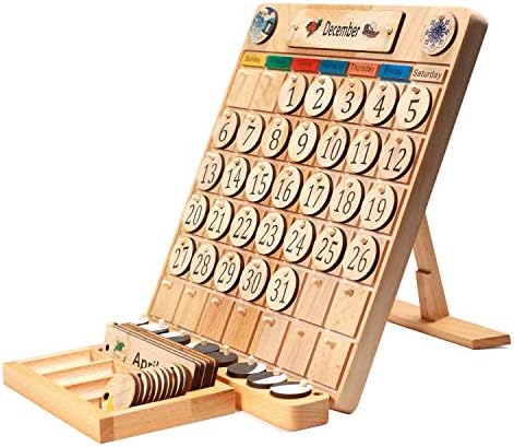 SkoolHQ Wooden Calendar for Kids - Classroom Calendar for Kids to Learn Seasons, Months & Days of the Week - Toddler Calendar Learning for Home - Artisan Crafted Beautiful Preschool Calendar