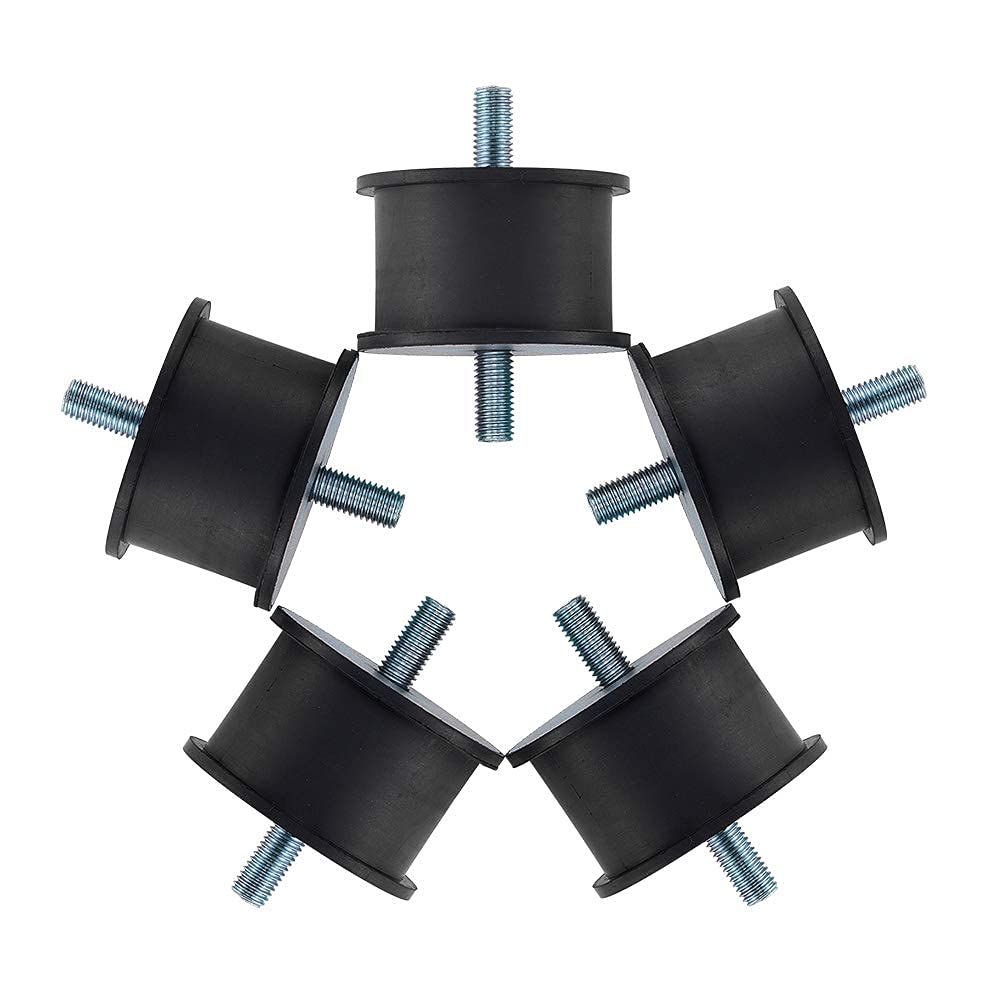 Rubber Cylindrical Vibration Isolator Mount with 2 Threaded Studs, Inch