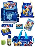 Familando   Schulranzen Set   9 teilig mit Lunch Set   Transformers   Ergonomisch, stabil & mit gepolstertem Rücken   930g leicht   15L Volumen   Mit Reflektoren   Für Grundschule ab 1. Klasse