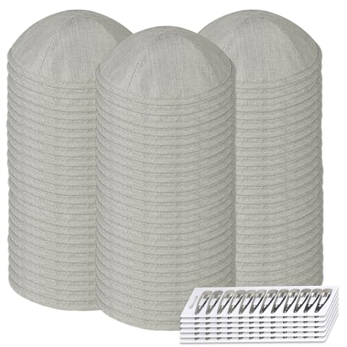Zion Judaica Multi-Pack Light Grey Deluxe Linen Kippah with Clip Kippots in Bulk Yamakas for...