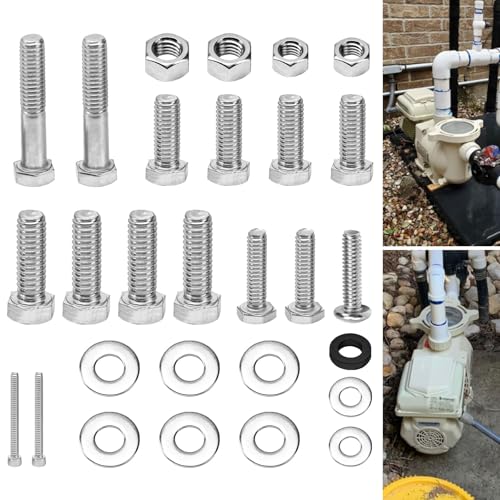 Pool Pump Bolt Kit for All Pentair Whisperflo and Intelliflo Pool Pumps, Complete Hardware Assembly Includes Seal Plate Bolts and, Motor Bolts, Impeller Screw and Washer, Diffuser Screws and More