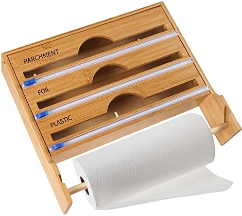 4in1 Foil and Plastic Cling wrap Organizer Dispenser with Cutter，Aluminum foil