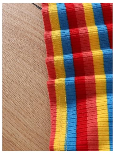 Floerns Toddler Girl's 3 Pack Striped Tank Tops Ribbed Sleeveless Kids Clothes Halter Crop Top4