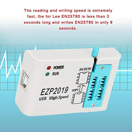 USB SPI Programmer, EZP2019 High Speed Programmer with 4 Tested Base Support for 24/25/26/93 Series, USB 2.0 Interface, Speeds up to 12 Mbps, Support for Firmware Updates for Programming Devices