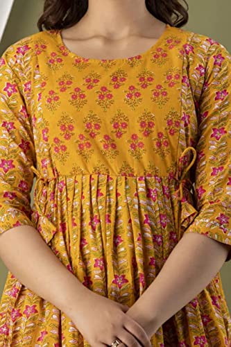 Image of Vinny's Creation Women's Cotton Maternity Kurti | Floral Printed Feeding Kurta with Hidden Zipper | Stylish Pregnancy Gown & Nursing Dress for Womens