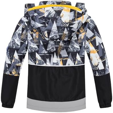 Aiwujiwu Boys Girls Rain Jacket with Fleece Lining - Lightweight Waterproof Windbreaker Hooded Raincoat for Kids — view 2