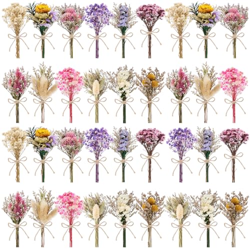 Bouquet de 36 flores secas naturales para decoración miniatura 1