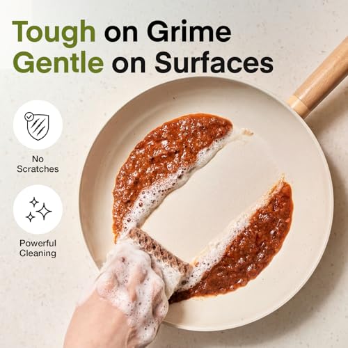Image of Modu 6 Pack EcoCorn Dish Sponges Scrubbers - 100% Corn Fiber, Biodegradable Kitchen Scrub Pads for Multipurpose Household Cleaning, Odor-Free, Plastic-Free Kitchen Mesh Net (Thin & Foamy 6 Count)