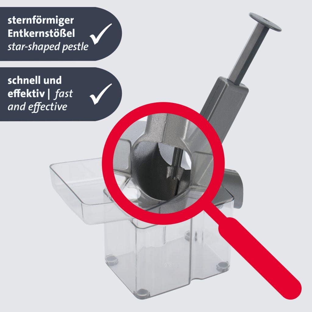 Westmark Dénoyauteur de cerises Kirschomat « Special Dark Edition », grande cassette de noyaux, revêtement spécial de haute qualité, aluminium/plastique/acier inoxydable, anthracite, 4070226Z