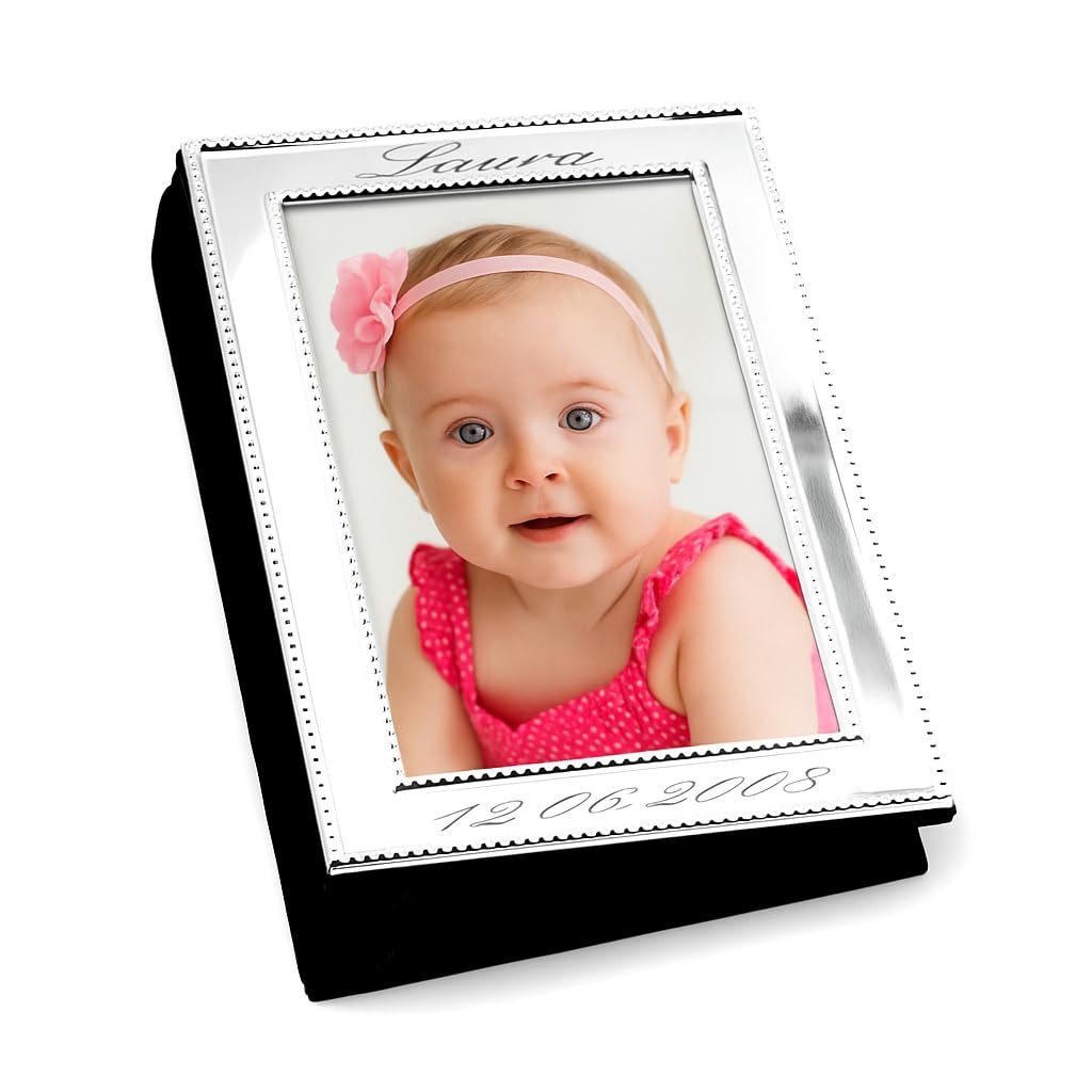 Designerski album fotograficzny do wkładania 100 zdjęć z ramką na zdjęcia z perłami, 10 x 15 cm, srebrny album na zdjęcia ślubne, z grawerunkiem na życzenie (możliwość spersonalizowania do