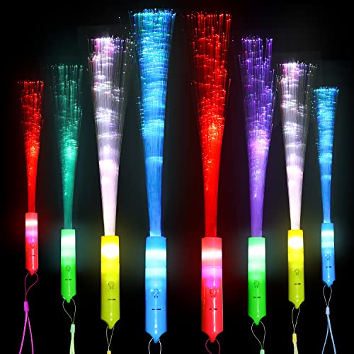 VEYLIN Fiber Optic Wand,8 Pieces Glow Fiber Wands Stick With 3 Flashing Models for Birthday Wedding Party