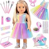 UNICORN ELEMENT 15Pcs American 18 Inch Doll Accessories, Dress & Makeup Play Set, Outfit for 18' Dolls, Birthday Gift for Girls (Doll Not Included)