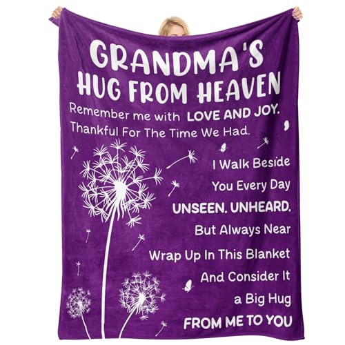 Memorial Gifts for Loss of Grandma - Hug from Heaven Blanket, Loss of Grandma Sympathy Gifts, Anniversary Bereavement Gift, A Gift to Express Sympathy, Condolences, Comfort, Remembrance and Healing