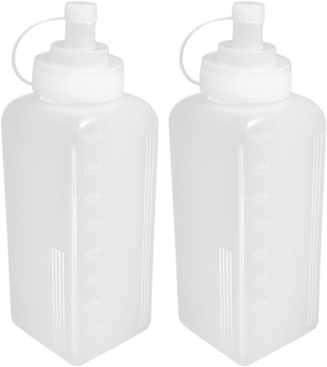iplusmile 2 Pack 27oz Wide Mouth Squeeze Bottles for Condiments - Large Plastic Sauce Squirt Bottles with Leak-Proof Cap - Clear Dispenser for Ketchup, Mustard, BBQ, Mayo, Dressing, Olive Oil, Syrups