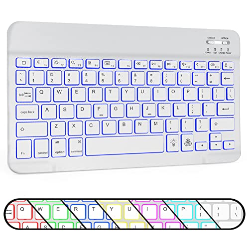 Omoton Bluetooth Keyboard, Wireless Rechargeable Keyboard For Ipad, Ipad Pro, Ipad Mini, Ipad Air With Illuminated Led (White) #TOP2