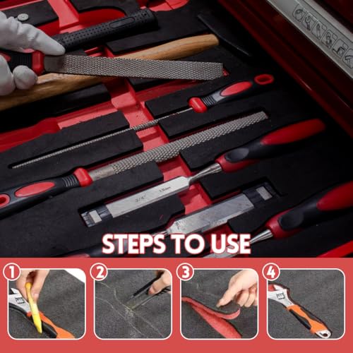 RANJIMA 4 Stück Schaumstoff Zuschnitt 40 x 30 x 2.5cm, Schwarz/Rot Schaumstoffplatte Werkzeugkisten Polyethylenschaumstoff, Schaumstoffeinlage Schaumstoffinlay Koffereinlage Werkzeugeinlage für Koffer