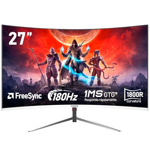 Gawfolk Monitor De Pc Curvo Para Juegos De 27 Pulgadas Y 180 Hz, Fhd 1080p, 1800r, Ángulo De Visión Ancho De 178 , Freesync, Hdr, Bisel Delgado, Hdmi Displayport - Blanco Gawfolk Monitor De Pc Curvo Para Juegos De 27 Pulgadas Y 180 Hz, Fhd 1080p, 1800r, Ángulo De Visión Ancho De 178 , Freesync, Hdr, Bisel Delgado, Hdmi Displayport - Blanco